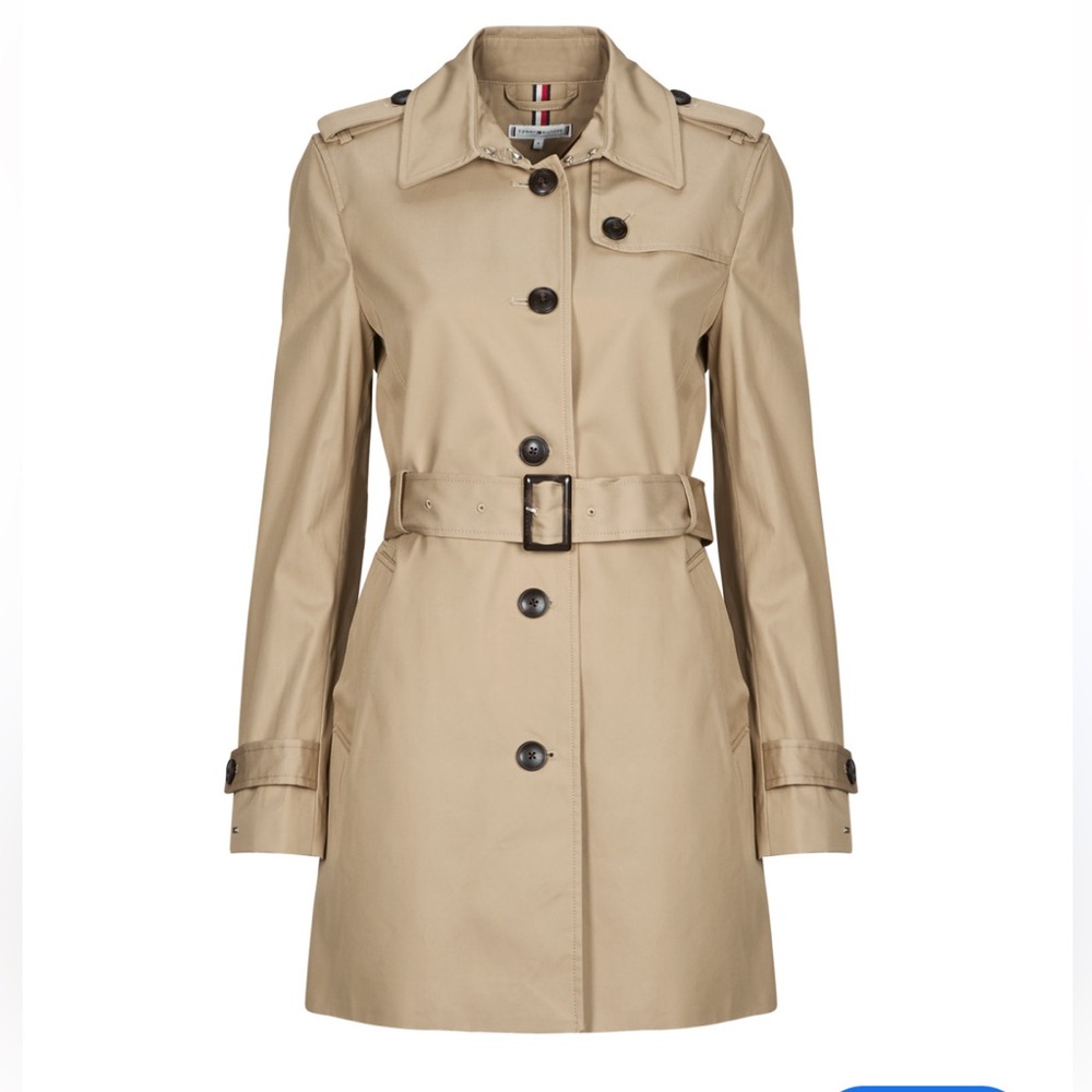 Tommy Hilfiger Khaki Double-Breasted Trench Coat - Picture 2 of 3